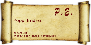 Popp Endre névjegykártya